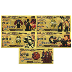 Billet de banque <span class=keywords><strong>Tokyo</strong></span> <span class=keywords><strong>Ghoul</strong></span> en feuille d'or 10000 Yen, objet de collection d'anime japonais, cadeau pour les fans et les collectionneurs, 16x7,6cm, double face - Product Image 1