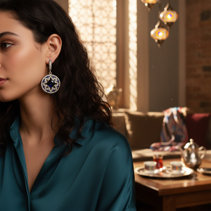 Boucles d'oreilles en argent Sterling 925, pierre de saphir authentique, bijoux turcs, vente en gros - Product Image 3