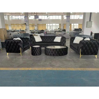 Canapé de salon nordique 2 places, modulaire, en velours vert, style Chesterfield, ensemble de meubles sectionnels
