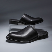 Chaussures en Cuir Décontractées Goodyear Faites à la Main, Tongs d'Extérieur Super Douces Mi-Fermées pour Hommes, Sandales d'Été