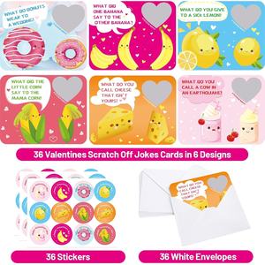 Cartes <span class=keywords><strong>de</strong></span> vœux personnalisées sur le thème des fêtes, cartes <span class=keywords><strong>de</strong></span> la Saint-<span class=keywords><strong>Valentin</strong></span>, blagues à gratter pour les enfants, échange en classe, avec enveloppes et autocollants - Product Image 2