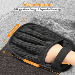 Gant électrostatique anti-poils pour animaux, outil de nettoyage en maille pour l'élimination des poils de chien et de chat, avec poches de rangement - Product Image 4