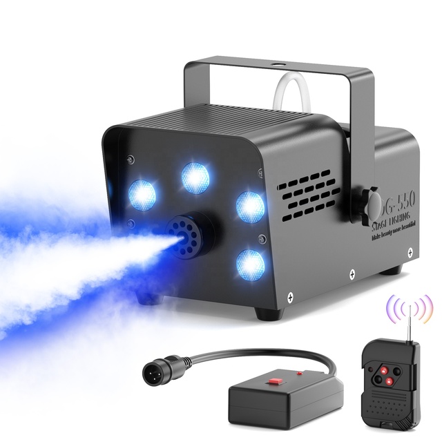 500W Smoke Machine RGB Colorful 5 LEDs Beads Stage Effect Fog Machine With Remote Control for Wedding Party DJ Halloween