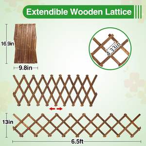 Lot de 2 treillis muraux extensibles en <span class=keywords><strong>bois</strong></span> extra épais pour plantes grimpantes de jardin - Product Image 3