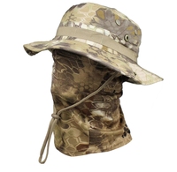 Ensemble de protection solaire tactique camouflage pour activités de plein air, pêche et sports, avec masque intégré et large bord, idéal pour les voyages décontractés, toutes saisons