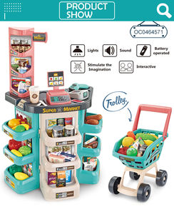 Jeu éducatif de jouet de caissier de semblant de marché superbe de rôle avec le mini chariot - Product Image 3