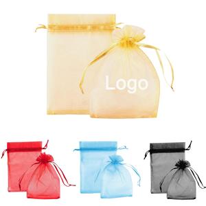 Bolsa de Regalo Pequeña con Logotipo Personalizado, Organza Transparente con Cordón de Cierre, Bolsa de Regalo de Organza Transparente con Cordón - Product Image 1