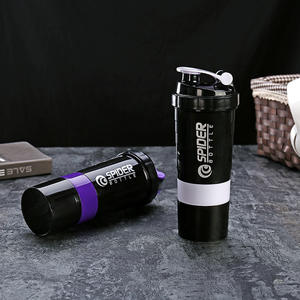 Botella de plástico sin BPA de 500ml con logotipo personalizado, coctelera de proteínas para gimnasio, organizador de pastillas para entrenamiento físico 3 en 1, para acampar, ciclismo y entrenamiento - Product Image 4