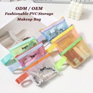 Color Blocking Fashionable <b>Transparent</b> Mesh Envelope Storage <b>Makeup</b> <b>Bag</b> - Product Image 1