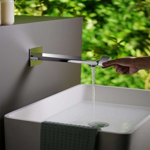 Vòi lavabo đồng thau gắn tường, vòi chậu rửa một lỗ, vòi trộn nóng lạnh, thiết kế hiện đại - Product Image 4