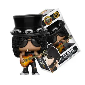 เพลง POP วงฮาร์ดร็อค Guns N 'Roses นักกีตาร์ Slash ของเล่นโมเดลการกระทําพร้อมตัวป้องกันป๊อป funko ตัวเลขการกระทําของเล่นเด็ก