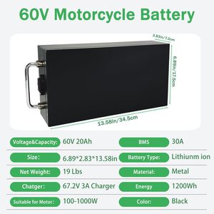Batterie de moto 60V 15AH 20Ah, batterie de vélo électrique 60V, batteries lithium-ion avec BMS et chargeur pour vélo électrique 100W-1000W, moto - Product Image 2