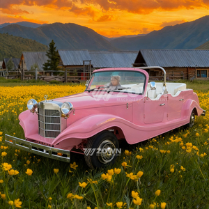 Auto Eléctrico Clásico Convertible Rosa, Estilo Vintage, Diseño Descapotable, 5 Pasajeros, para Uso Turístico - Product Image 6