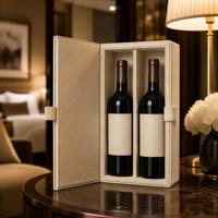 Confezione Regalo per Vino Singola in Blu Navy con Logo Stampato a Caldo e Inserto in Avorio per Branding di Cantine Artigianali - Vendita all'Ingrosso