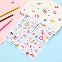 Feuille d'autocollants en PVC imperméable motif ours kawaii, 10x10cm, décoratifs et mignons pour journal, scrapbook, agenda, bricolage et artisanat