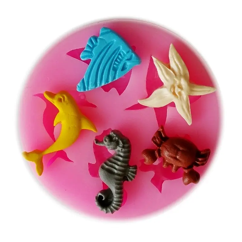 2022 Silicone Chocolade Schimmel Met Zee Dier Vorm. Siliconen Suiker Kant Schimmel, 3D Fondant Mermaid Tail Siliconen Mal