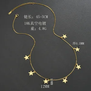 Collana da donna in acciaio inossidabile placcato oro 18K Infinite piccole stelle per occasioni regalo 2022 - Product Image 3