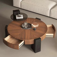 Table basse carrée en bois de frêne massif de style marocain avec rangement et meuble TV, mobilier de maison fabriqué à Foshan