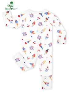 Miozing Bağımsızlık Günü Bebek Kıyafetleri Yeni Doğan Unisex Organik Bambu Bebek Pijamaları OEM Bebek Kıyafetleri Özel Logolu Bebek Kıyafetleri - Product Image 3