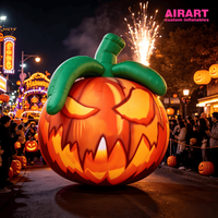 Citrouille gonflable géante de 4 m avec dents effilées pour décoration d'Halloween, idéale pour événements et fêtes en extérieur