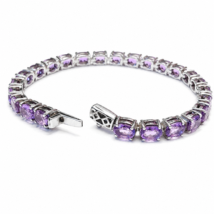925 Sterling Silver Rhodium Plated <b>Amethyst</b> Tennis <b>Bracelet</b> for Women - Product Image 4