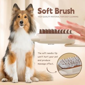 Brosse à cheveux de luxe en plastique 3 en 1 pour animaux domestiques, peigne à vapeur, épilateur <span class=keywords><strong>et</strong></span> toilettage multifonction avec spray pour chiens <span class=keywords><strong>et</strong></span> chats - Product Image 4