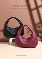 Pochette tressée grande capacité pour femme avec fermeture éclair, sac à main, sac à bandoulière, sac sous le bras, style dumpling, luxe