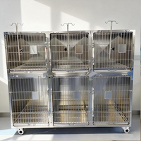 Cage pour chien en acier inoxydable 304, cage pour chien d'intérieur en acier inoxydable, cage à 6 compartiments robuste avec roulettes, utilisable pour les foyers ou les animaleries