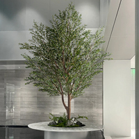 Grand Bonsaï d'Olivier Artisanal Résistant aux UV, Arbre à Monnaie en Soie et Bois pour Décoration Intérieure/Extérieure, Noël, Anniversaire, Pâques