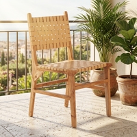 Moderner Teakholz Esszimmerstuhl mit Kunstleder & Naturfinish für Wohnmöbel, Park & Café/Restaurant-Nutzung