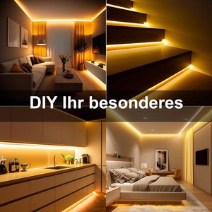 Bande LED COB 24V 384 LED/m, 8mm, avec télécommande et alimentation, 10m, sans points, dimmable, découpable pour la décoration - Product Image 6