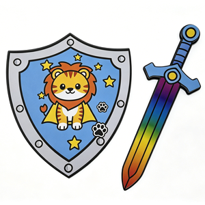 Ensemble d'épée et bouclier en mousse EVA souple pour enfants, motif Lion de dessin animé, lame arc-en-ciel, jouet de jeu de rôle Chevalier pour garçons - Product Image 2