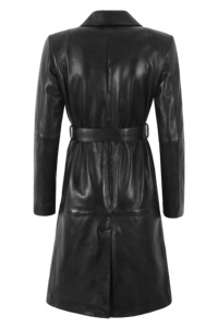 Abrigo de Mujer Personalizado 100% Cuero Nappa Negro Genuino, Cierre YKK de Alta Calidad, Logotipo Personalizado, Marca Privada, OEM, Venta al Por Mayor - Product Image 4