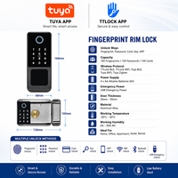 Cerradura Inteligente para Puerta de Aluminio con Certificación IP65, Huella Dactilar, Contraseña, Llave RFID, Almacenamiento en la Nube a través de la Aplicación Tuya TTLock, Control Remoto