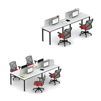 Bureau de travail modulaire contemporain 4 places en bois et aluminium avec tiroirs utilitaires - Poste de travail commercial pour salle de conférence |