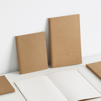 LABON Individuelles Notizbuch mit Schwarzem Karteneinband, A6/B6-Format, Braunes Kraftpapier, Fadenheftung