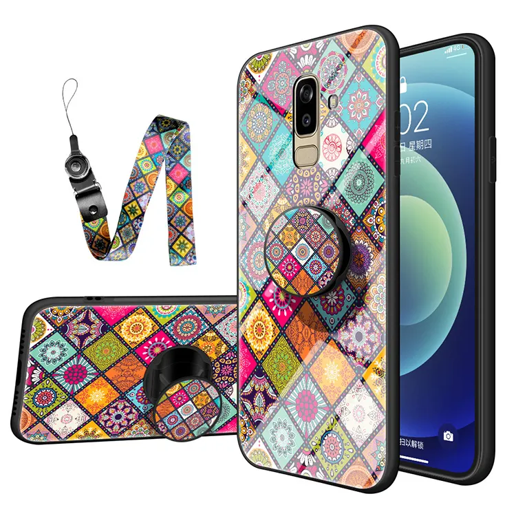 Luxe Glazen Merk Telefoon Case Covers Voor Samsung J8