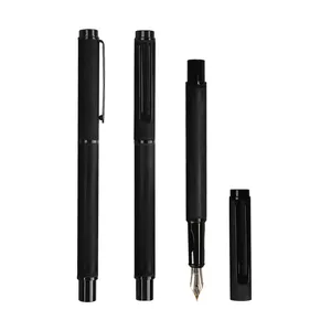 TTX Set di penne regalo aziendale all'ingrosso cartuccia di ricarica di inchiostro per penna stilografica classica in metallo nero di lusso personalizzato con custodia