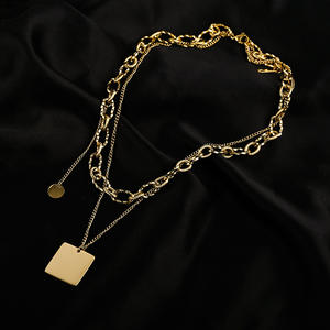 الكورية نمط V على شكل طبقة مزدوجة التيتانيوم الصلب عقد ذهب النساء الفاخرة كريستال الماس طويلة رقيقة سلسلة قصيرة تصل إلى عظمة الترقوة قلادة - Product Image 4