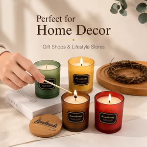 Luxury Colorful Matte Glass Jar Scented <b>Candle</b> with Wooden Lid Natural Soy Wax Aromatherapy Private Label Home Decor Gift <b>Set</b> - Product Image 4