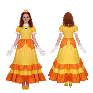 Costume de fête d'Halloween, carnaval, fantaisie, robe de <span class=keywords><strong>princesse</strong></span> rose, costume de Mario pour <span class=keywords><strong>adulte</strong></span> en polyester, jupe longue, style TV & cinéma - Product Image 3