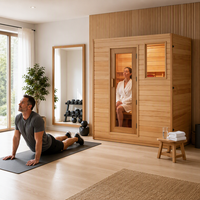 Sauna infrarouge en bois massif de qualité supérieure, panneaux chauffants infrarouges, montage facile, verre trempé pour usage domestique
