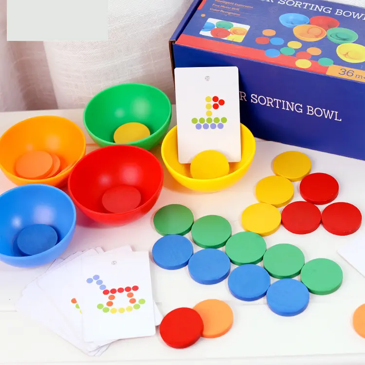 Деревянная Когнитивная игра для раннего обучения, креативная Сортировка кишечника, классификация, Сортировочная чашка, игрушка, подходящая по цвету игра