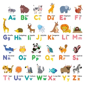 Decorazione A Buon Mercato Del Fumetto Colorato Alfabeto Animale Autoadesivo Della Parete Per I Bambini - Product Image 1