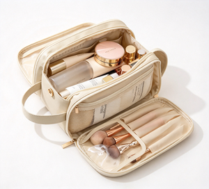 Sac de rangement cosmétique imprimé sur mesure pour femmes, organiseur de <span class=keywords><strong>maquillage</strong></span> portable, multi-poches, porte-pinceaux, utilisation quotidienne en voyage, OEM ODM personnalisé - Product Image 4