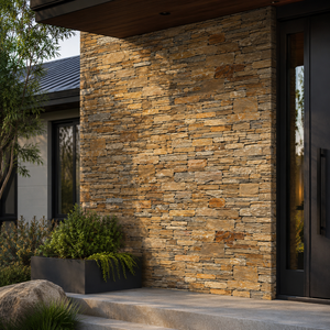 Revestimiento de Pared Interior de Piedra Natural, Losa Delgada Rústica con Superficie Dividida, Color Beige, Amarillo, Blanco, Pizarra - Product Image 4