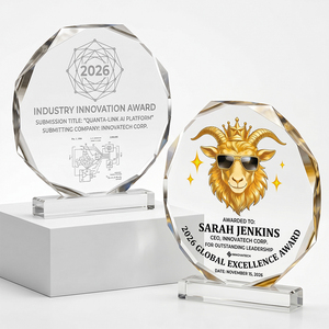 Trophée en <span class=keywords><strong>cristal</strong></span> personnalisé GOAT, le plus grand de tous les temps, prix octogonal, gravure personnalisée, réalisations sportives, cadeaux de championnat MVP - Product Image 1