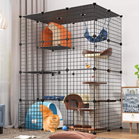 Cage à chat modulaire en fil métallique DIY, grande clôture pour animaux de compagnie avec étagères et échelle, villa pour chat personnalisable pour la décoration intérieure