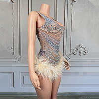 Combinaison sexy pour femmes Novance Y5128, costumes de danse pour filles avec plumes, combinaison de danse avec strass pour chanteuses sur scène