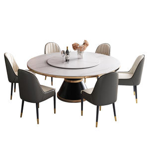 Ensemble de <span class=keywords><strong>table</strong></span> à manger en marbre italien pour 8 personnes, <span class=keywords><strong>table</strong></span> à manger ronde rotative en pierre frittée - Product Image 1